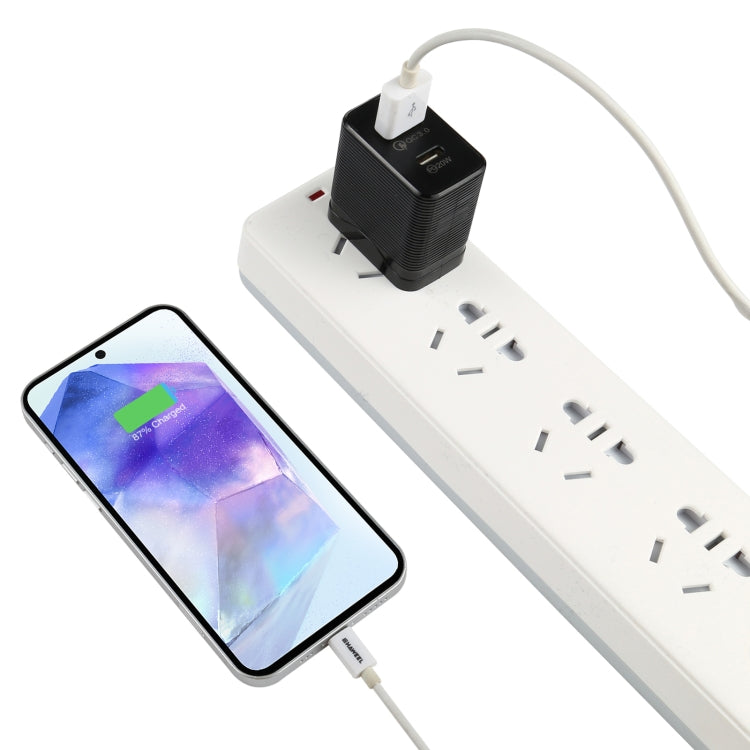 LZ-728 QC 3.0 USB + PD 20W USB-C / Type-C Fast Travel Charger, US Plug (Black) - USB Charger by buy2fix | Online Shopping UK | buy2fix