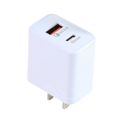 LZ-728 QC 3.0 USB + PD 20W USB-C / Type-C Fast Travel Charger, US Plug(White) - USB Charger by buy2fix | Online Shopping UK | buy2fix
