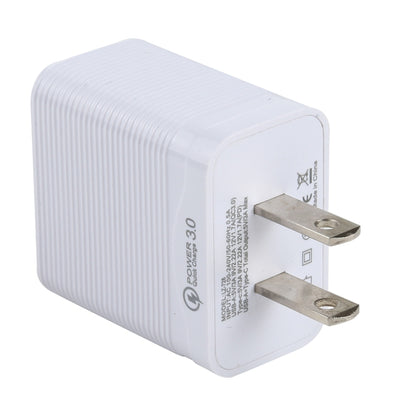 LZ-728 QC 3.0 USB + PD 20W USB-C / Type-C Fast Travel Charger, US Plug(White) - USB Charger by buy2fix | Online Shopping UK | buy2fix