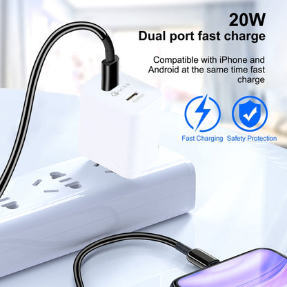 LZ-728 QC 3.0 USB + PD 20W USB-C / Type-C Fast Travel Charger, US Plug(White) - USB Charger by buy2fix | Online Shopping UK | buy2fix