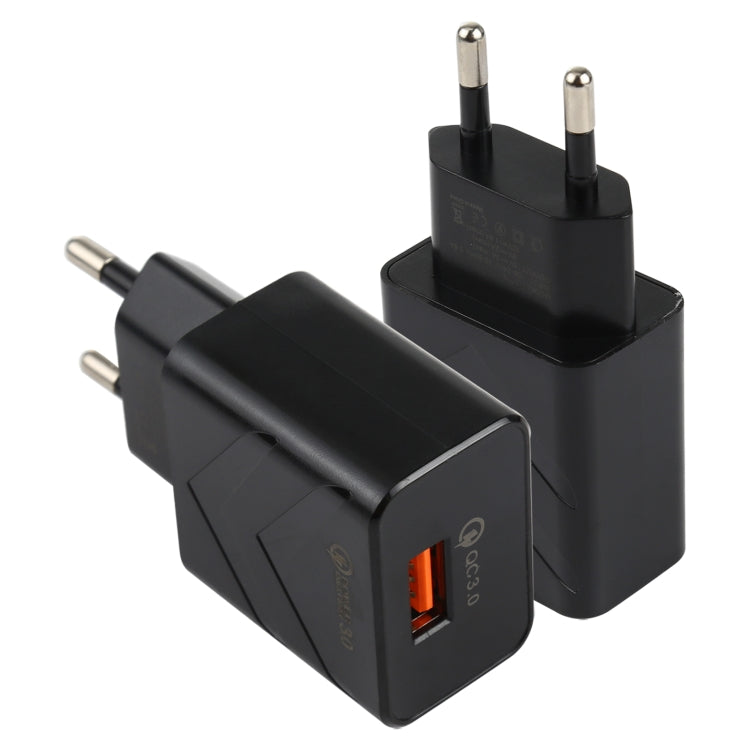 LZ-715 18W QC3.0 USB Single Port Fast Travel Charger, EU Plug(Black) - USB Charger by buy2fix | Online Shopping UK | buy2fix