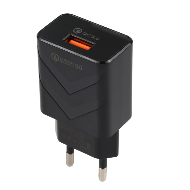 LZ-715 18W QC3.0 USB Single Port Fast Travel Charger, EU Plug(Black) - USB Charger by buy2fix | Online Shopping UK | buy2fix