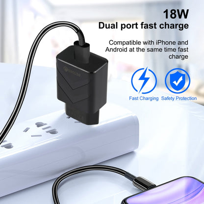 LZ-715 18W QC3.0 USB Single Port Fast Travel Charger, EU Plug(Black) - USB Charger by buy2fix | Online Shopping UK | buy2fix