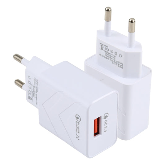LZ-715 18W QC3.0 USB Single Port Fast Travel Charger, EU Plug (White) - USB Charger by buy2fix | Online Shopping UK | buy2fix