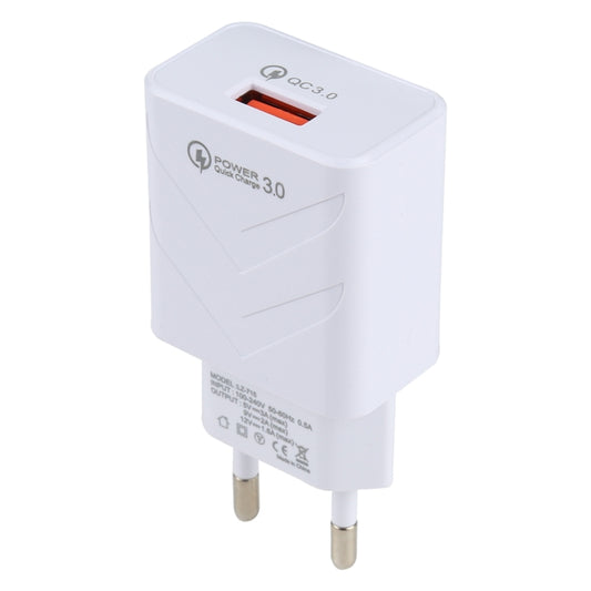LZ-715 18W QC3.0 USB Single Port Fast Travel Charger, EU Plug (White) - USB Charger by buy2fix | Online Shopping UK | buy2fix