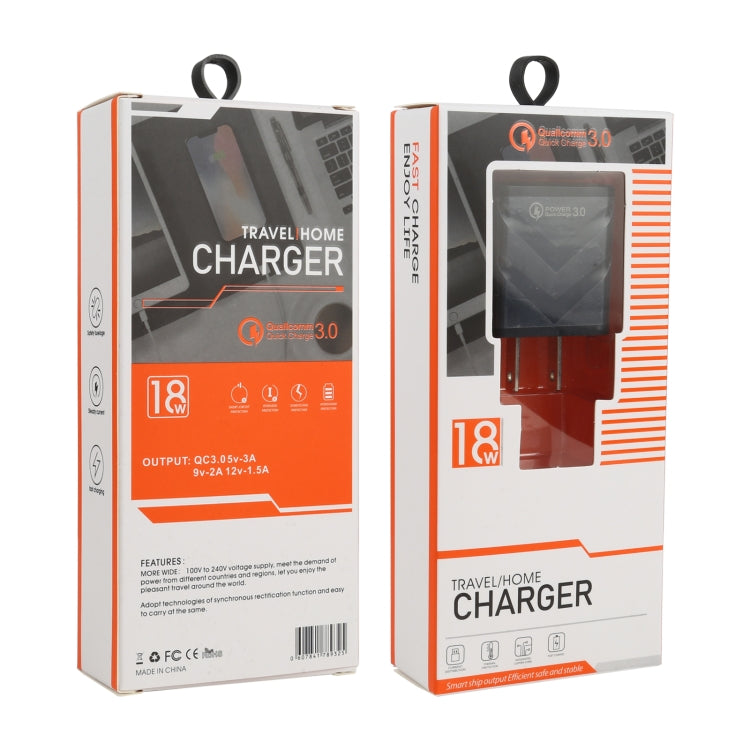 LZ-715 18W QC3.0 USB Single Port Fast Travel Charger, US Plug (Black) - USB Charger by buy2fix | Online Shopping UK | buy2fix