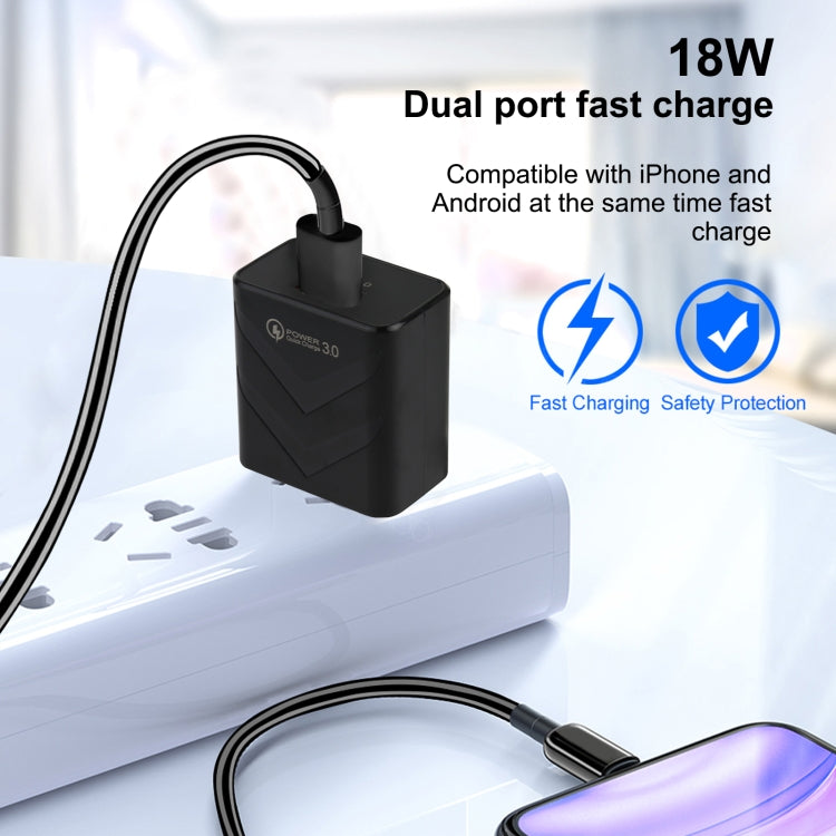 LZ-715 18W QC3.0 USB Single Port Fast Travel Charger, US Plug (Black) - USB Charger by buy2fix | Online Shopping UK | buy2fix