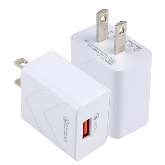 LZ-715 18W QC3.0 USB Single Port Fast Travel Charger, US Plug(White) - USB Charger by buy2fix | Online Shopping UK | buy2fix