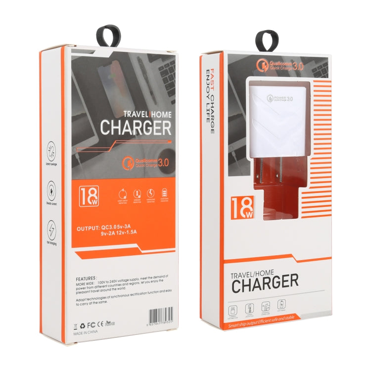 LZ-715 18W QC3.0 USB Single Port Fast Travel Charger, US Plug(White) - USB Charger by buy2fix | Online Shopping UK | buy2fix