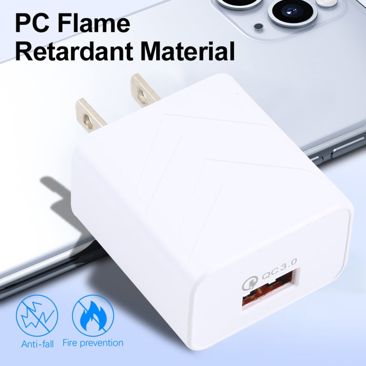 LZ-715 18W QC3.0 USB Single Port Fast Travel Charger, US Plug(White) - USB Charger by buy2fix | Online Shopping UK | buy2fix