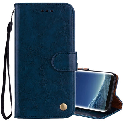 For Galaxy S8 Business Style Oil Wax Texture Horizontal Flip Leather Case with Holder & Card Slots & Wallet(Blue) by buy2fix