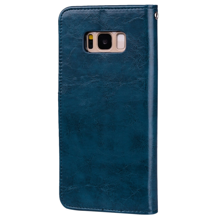 For Galaxy S8 Business Style Oil Wax Texture Horizontal Flip Leather Case with Holder & Card Slots & Wallet(Blue) by buy2fix