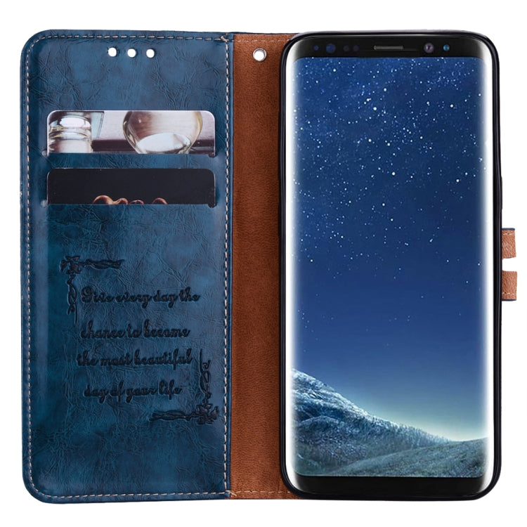 For Galaxy S8 Business Style Oil Wax Texture Horizontal Flip Leather Case with Holder & Card Slots & Wallet(Blue) by buy2fix