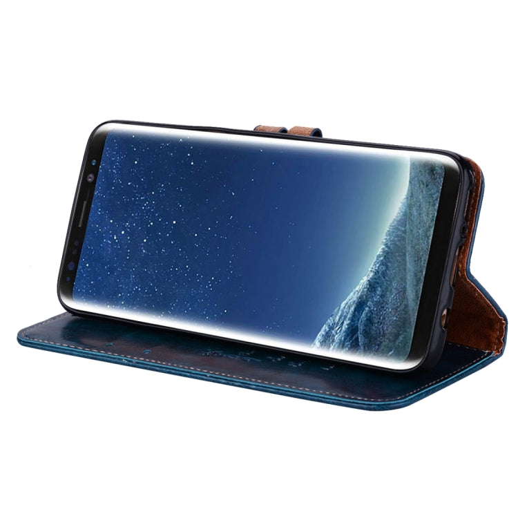 For Galaxy S8 Business Style Oil Wax Texture Horizontal Flip Leather Case with Holder & Card Slots & Wallet(Blue) by buy2fix