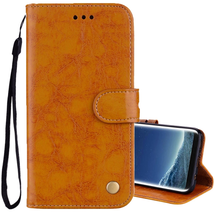 For Galaxy S8 Business Style Oil Wax Texture Horizontal Flip Leather Case with Holder & Card Slots & Wallet(Yellow) by buy2fix