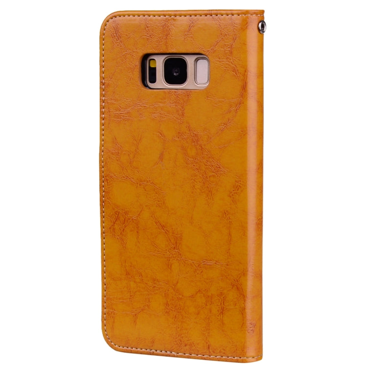For Galaxy S8 Business Style Oil Wax Texture Horizontal Flip Leather Case with Holder & Card Slots & Wallet(Yellow) by buy2fix