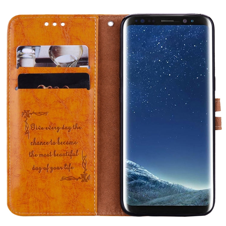 For Galaxy S8 Business Style Oil Wax Texture Horizontal Flip Leather Case with Holder & Card Slots & Wallet(Yellow) by buy2fix