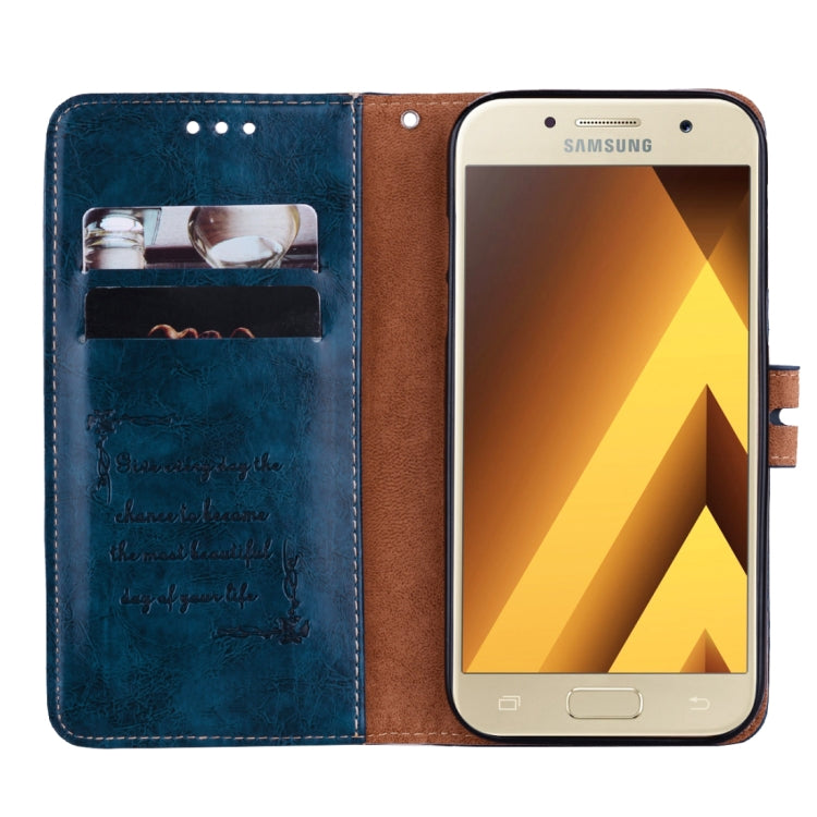 For Samsung Galaxy A5 (2017) Business Style Oil Wax Texture Horizontal Flip Leather Case with Holder & Card Slots & Wallet(Blue) by buy2fix