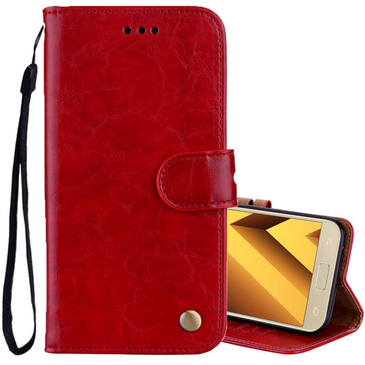 For Samsung Galaxy A5 (2017) Business Style Oil Wax Texture Horizontal Flip Leather Case with Holder & Card Slots & Wallet(Red) by buy2fix