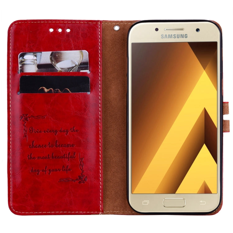 For Samsung Galaxy A5 (2017) Business Style Oil Wax Texture Horizontal Flip Leather Case with Holder & Card Slots & Wallet(Red) by buy2fix