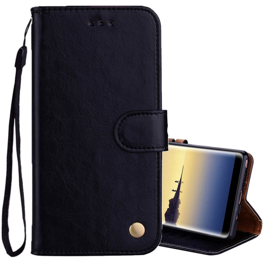 For Samsung Galaxy Note 8 Business Style Oil Wax Texture Horizontal Flip Leather Case with Holder & Card Slots & Wallet(Black)