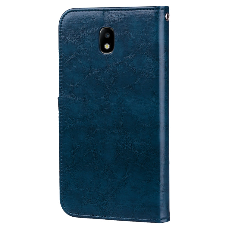 For Galaxy J3 (2017) / J330 (EU Version) Business Style Oil Wax Texture Horizontal Flip Leather Case with Holder & Card Slots & Wallet(Blue) by buy2fix