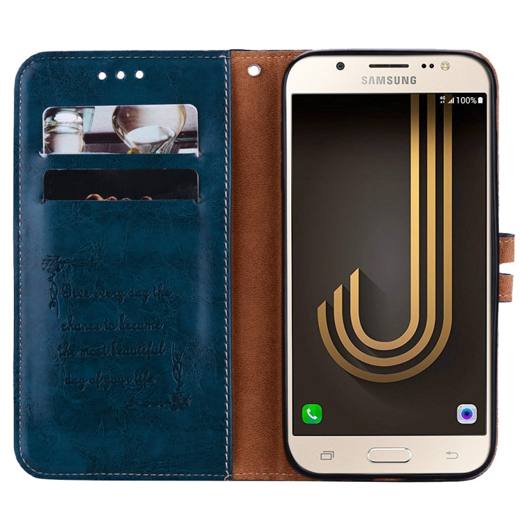 For Galaxy J3 (2017) / J330 (EU Version) Business Style Oil Wax Texture Horizontal Flip Leather Case with Holder & Card Slots & Wallet(Blue) by buy2fix