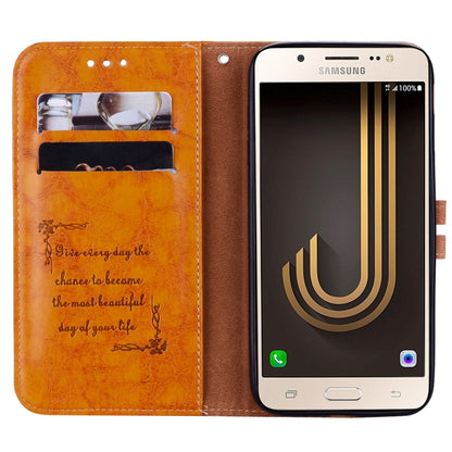 For Galaxy J3 (2017) / J330 (EU Version) Business Style Oil Wax Texture Horizontal Flip Leather Case with Holder & Card Slots & Wallet(Yellow) by buy2fix