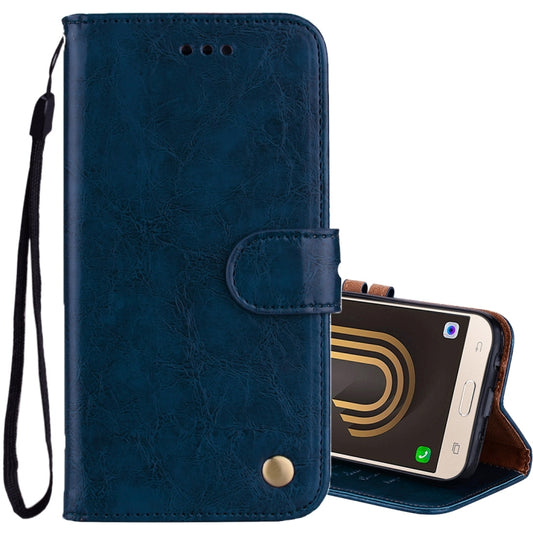 For Samsung Galaxy J5 (2017) / J530 (EU Version) Business Style Oil Wax Texture Horizontal Flip Leather Case with Holder & Card Slots & Wallet(Blue) by buy2fix