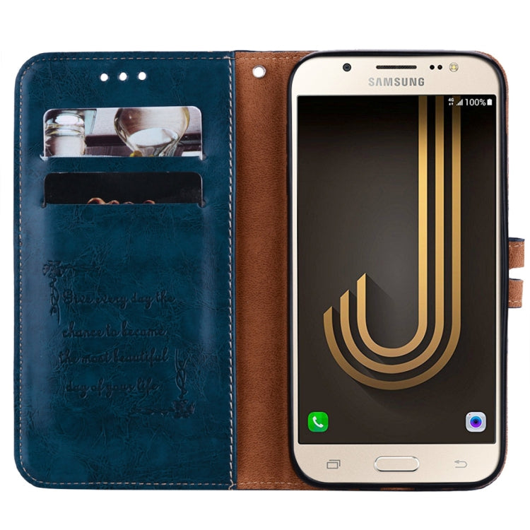 For Samsung Galaxy J5 (2017) / J530 (EU Version) Business Style Oil Wax Texture Horizontal Flip Leather Case with Holder & Card Slots & Wallet(Blue) by buy2fix