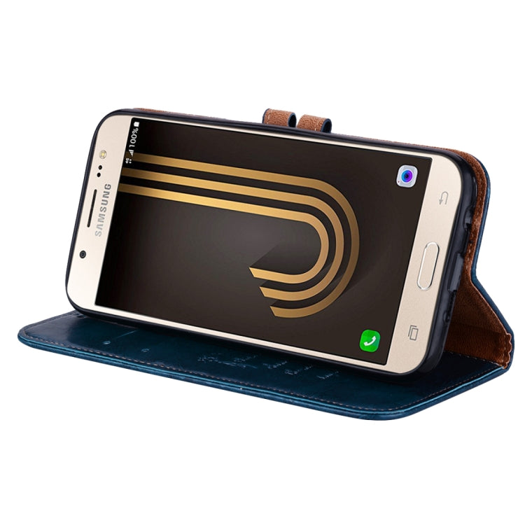 For Samsung Galaxy J5 (2017) / J530 (EU Version) Business Style Oil Wax Texture Horizontal Flip Leather Case with Holder & Card Slots & Wallet(Blue) by buy2fix