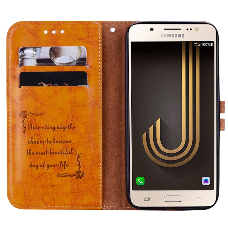 For Samsung Galaxy J5 (2017) / J530 (EU Version) Business Style Oil Wax Texture Horizontal Flip Leather Case with Holder & Card Slots & Wallet(Yellow) by buy2fix