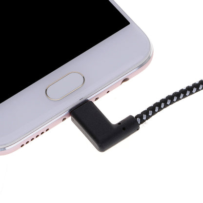 2m 2A USB to USB-C / Type-C Nylon Weave Style Double Elbow Data Sync Charging Cable by buy2fix