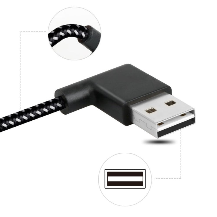 2m 2A USB to USB-C / Type-C Nylon Weave Style Double Elbow Data Sync Charging Cable by buy2fix