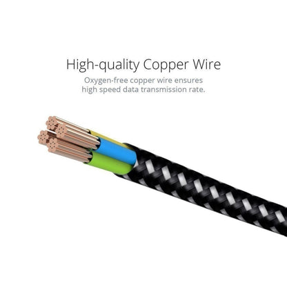 2m 2A USB to USB-C / Type-C Nylon Weave Style Double Elbow Data Sync Charging Cable by buy2fix