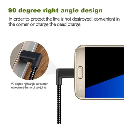 2m 2A USB to USB-C / Type-C Nylon Weave Style Double Elbow Data Sync Charging Cable by buy2fix