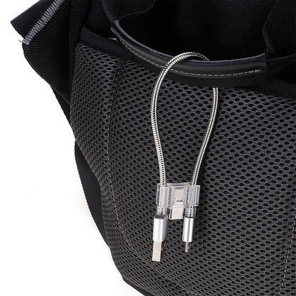 24cm 2A Micro USB + USB-C / Type-C to USB Flexible Data Charging Cable(Black) by buy2fix