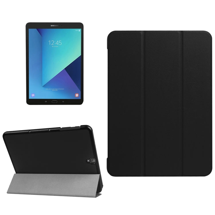 For Galaxy Tab S3 9.7 inch T820 / T825 Custer Texture Horizontal Flip Leather Case with 3-folding Holder(Black) by buy2fix