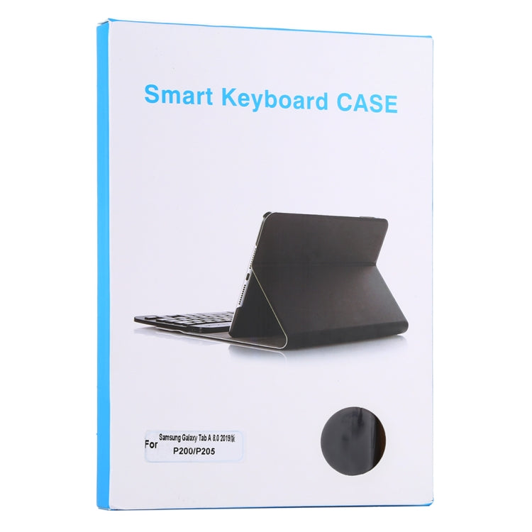 Ultra-thin Detachable Magnetic Bluetooth Keyboard Leather Tablet Case for Galaxy Tab A 8.0 2019 P200 / P205, with Holder(Black) - For Samsung by buy2fix | Online Shopping UK | buy2fix