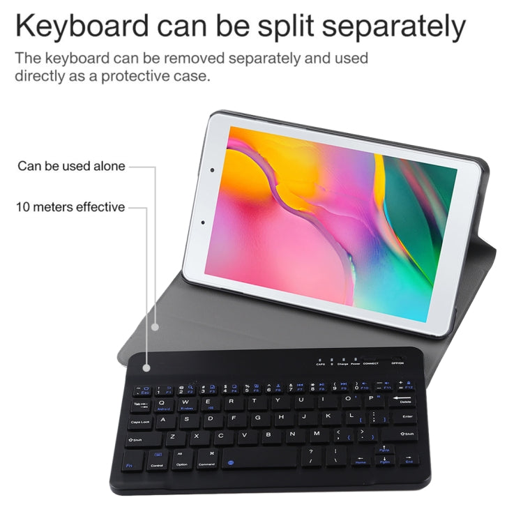 Ultra-thin Detachable Magnetic Bluetooth Keyboard Leather Tablet Case for Galaxy Tab A 8.0 2019 P200 / P205, with Holder(Black) - For Samsung by buy2fix | Online Shopping UK | buy2fix