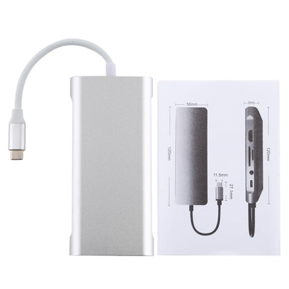 11 in 1 VGA + LAN Port + 4 x USB 3.0 + SD / TF Card + HDMI + Audio Port + USB-C / Type-C Female to USB-C / Type-C HUB Adapter (Silver) by buy2fix