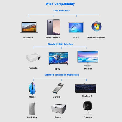 11 in 1 VGA + LAN Port + 4 x USB 3.0 + SD / TF Card + HDMI + Audio Port + USB-C / Type-C Female to USB-C / Type-C HUB Adapter (Silver) by buy2fix