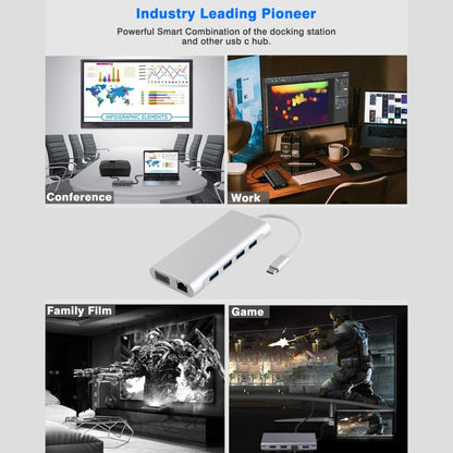 11 in 1 VGA + LAN Port + 4 x USB 3.0 + SD / TF Card + HDMI + Audio Port + USB-C / Type-C Female to USB-C / Type-C HUB Adapter (Silver) by buy2fix