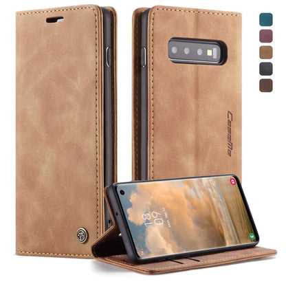 CaseMe-013 Multifunctional Retro Frosted Horizontal Flip Leather Case for Galaxy S10, with Card Slot & Holder & Wallet (Brown) - Galaxy Phone Cases by CaseMe | Online Shopping UK | buy2fix