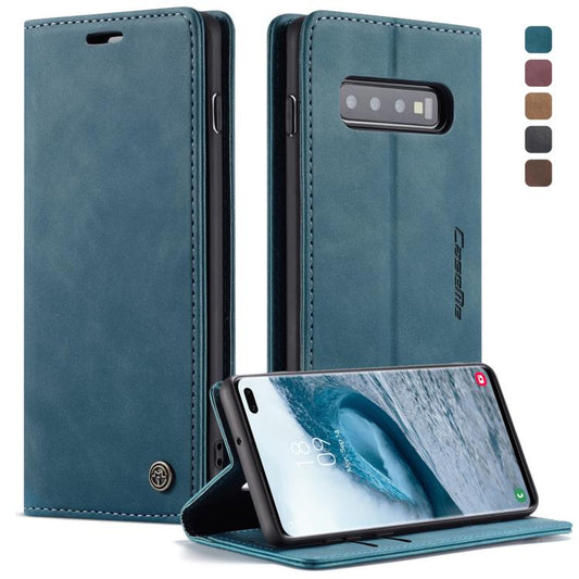 CaseMe-013 Multifunctional Retro Frosted Horizontal Flip Leather Case for Galaxy S10 Plus, with Card Slot & Holder & Wallet (Blue) - Galaxy Phone Cases by CaseMe | Online Shopping UK | buy2fix