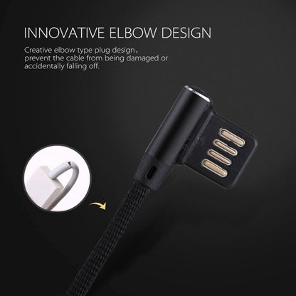 1m 2.4A Output USB to USB-C / Type-C Double Elbow Design Nylon Weave Style Data Sync Charging Cable(Black) by buy2fix