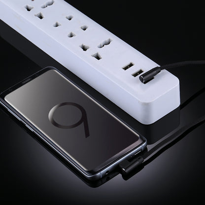 1m 2.4A Output USB to USB-C / Type-C Double Elbow Design Nylon Weave Style Data Sync Charging Cable(Black) by buy2fix