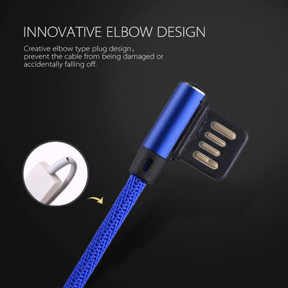 1m 2.4A Output USB to USB-C / Type-C Double Elbow Design Nylon Weave Style Data Sync Charging Cable(Dark Blue) by buy2fix