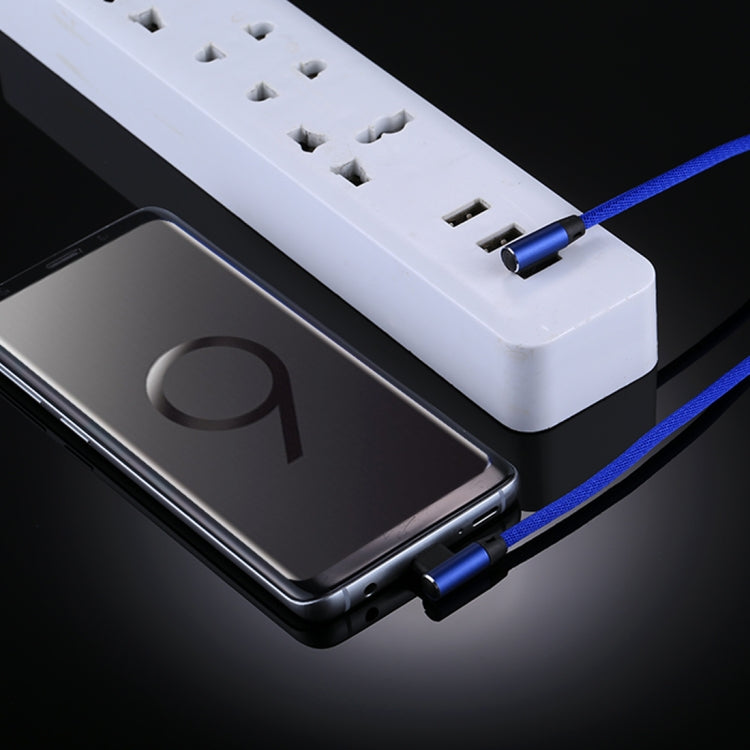 1m 2.4A Output USB to USB-C / Type-C Double Elbow Design Nylon Weave Style Data Sync Charging Cable(Dark Blue) by buy2fix