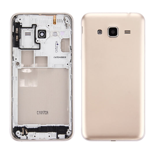 For Galaxy J3 (2016) / J320 (Double card version) Battery Back Cover + Middle Frame Bezel (Gold) - Back Cover by buy2fix | Online Shopping UK | buy2fix